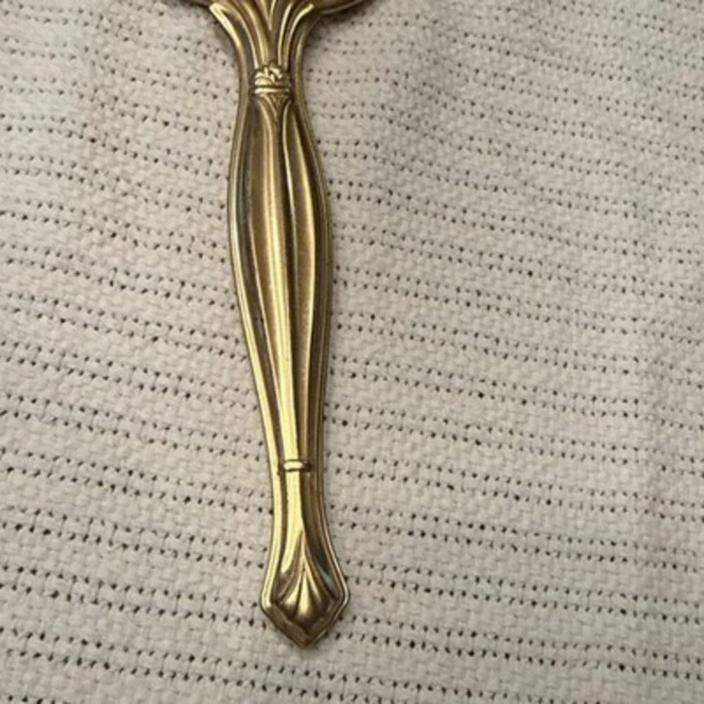 Fancy Vintage 24K Gold Plated Vanity Dresser Set-Hand Mirror-Brush-Combo 19”